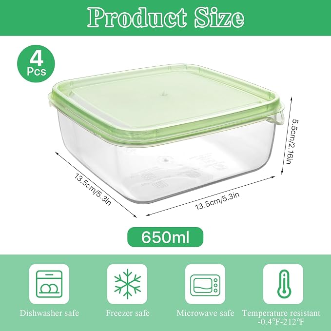 4 Pack Sliced Cheese Container for Fridge, Butter Block Cheese slicer Holder - Image 2