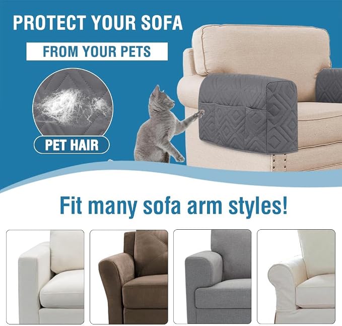 H.VERSAILTEX Armrest Covers for Sofa Water Resistant Couch Arm Covers Remote - Image 5