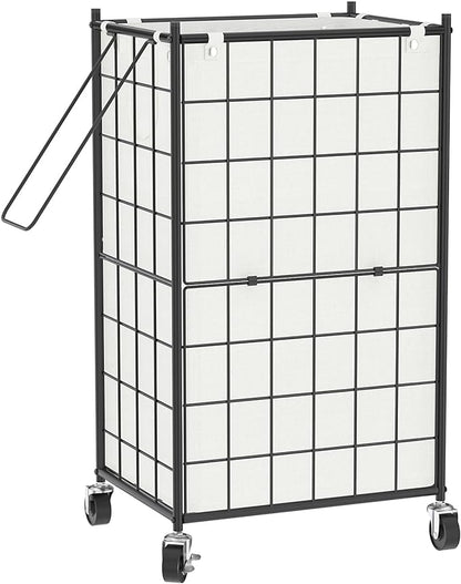 WOWLIVE Laundry Hamper with Wheels, Metal Wire Frame Rolling Laundry Basket by WOWLIVE