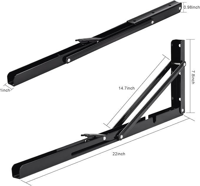 YUMORE Folding Shelf Brackets, 22 Inch Heavy Duty L Bracket, Max Load: 330lb - Image 6