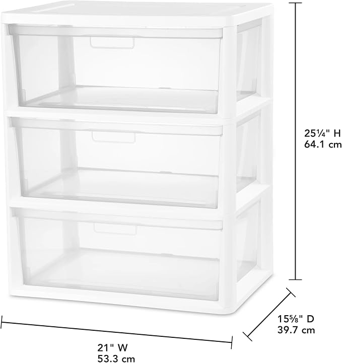 Wide 3-Drawer Organizer Tower, Plastic Storage Unit - Image 3