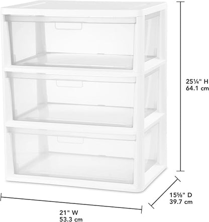 Wide 3-Drawer Organizer Tower, Plastic Storage Unit - Image 3