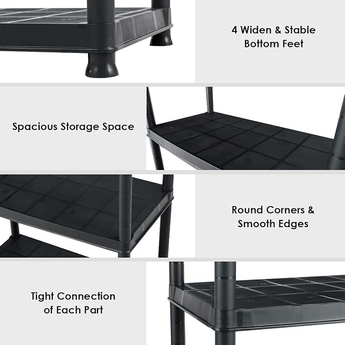 IRONMAX 5-Tier Plastic Shelving Unit, No Tools Required, Free Standing Storage - Image 4