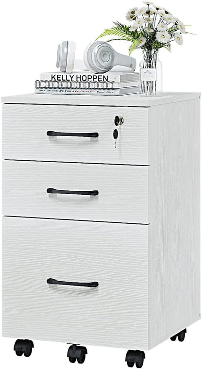 Panana 3 Drawer Wood Mobile File Cabinet, Under Desk Storage Drawers Small File by Panana