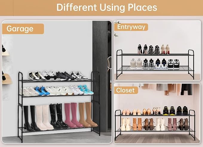 KEETDY 2-Tier Long Shoe Rack for Closet Metal Shoe Organizer for Entryway - Image 7