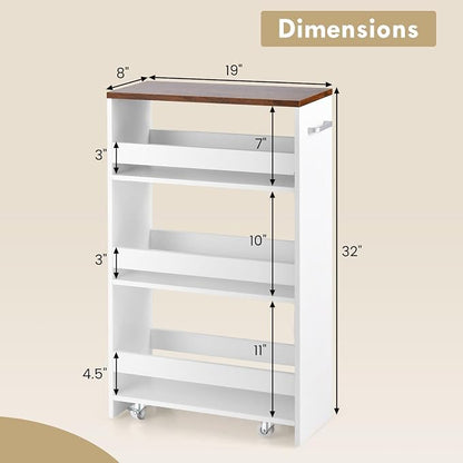LOKO 4-Tier Rolling Storage Cart, 8 Inches Slim Kitchen Cart on Wheels - Image 4