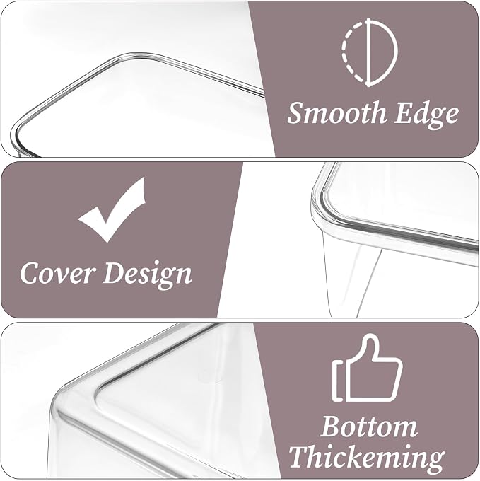 5 Pack Clear Storage Bins With Lids, Stackable Refrigerator Organizers Durable - Image 4