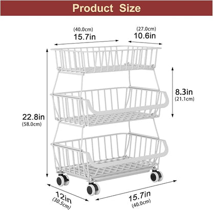 3-Tier Rolling Pantry Cart - Image 2