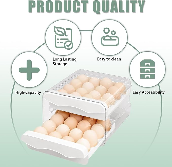 Refrigerator egg rack, egg container, egg storage box, double-layer transparent - Image 3