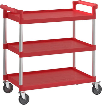 Red Utility/Bussing Cart with Three Shelves by Krollen+Industrial