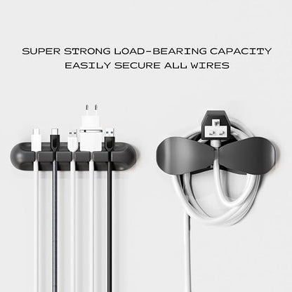 USB Cable Organizer Clips Cord Holder, 12 Packs Black Self Adhesive Desk Cord - Image 6