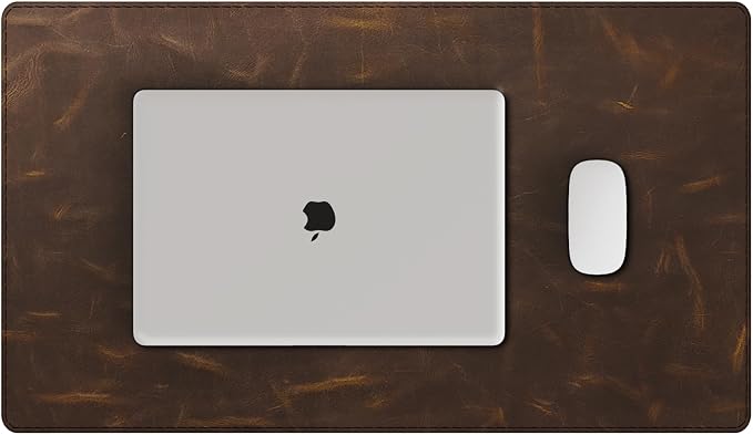 YSAGi Leather Desk Mat, 23.6"x13.8"Real Leather Desk Pad, 3mm Thick Desk Blotter by YSAGi