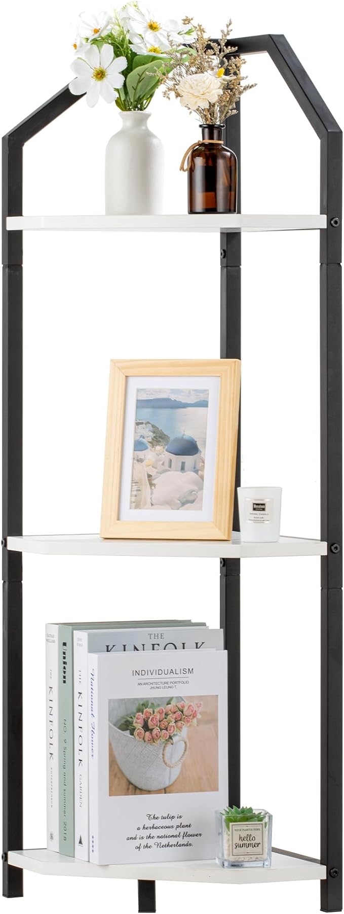 Fun Memories 3 Tier Corner Shelf, 40” Corner Shelf Stand, Corner Bookshelf by FunMemories