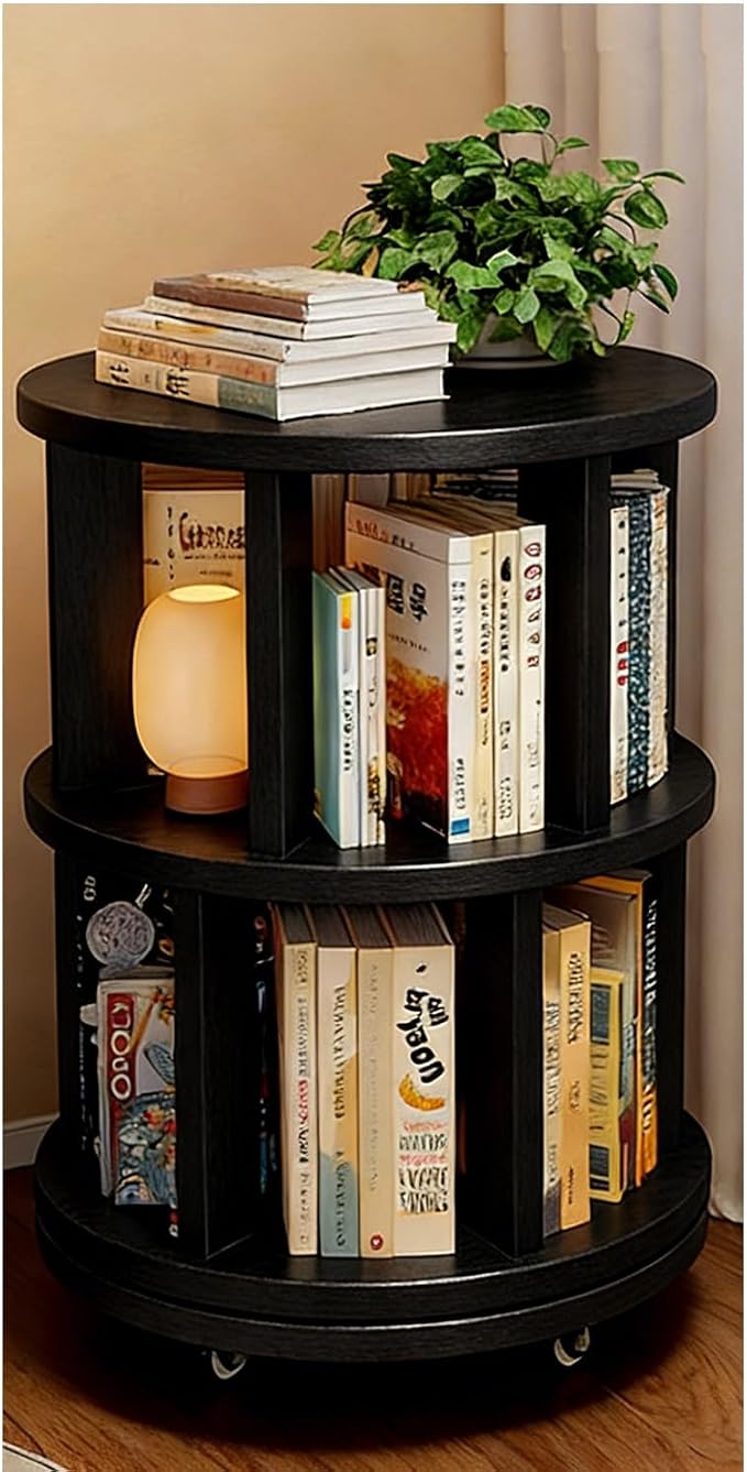 Rotating Bookshelf Tower 2/3/4/5/6 Tier Wood Rotating Bookshelf Wooden Book by Unknown