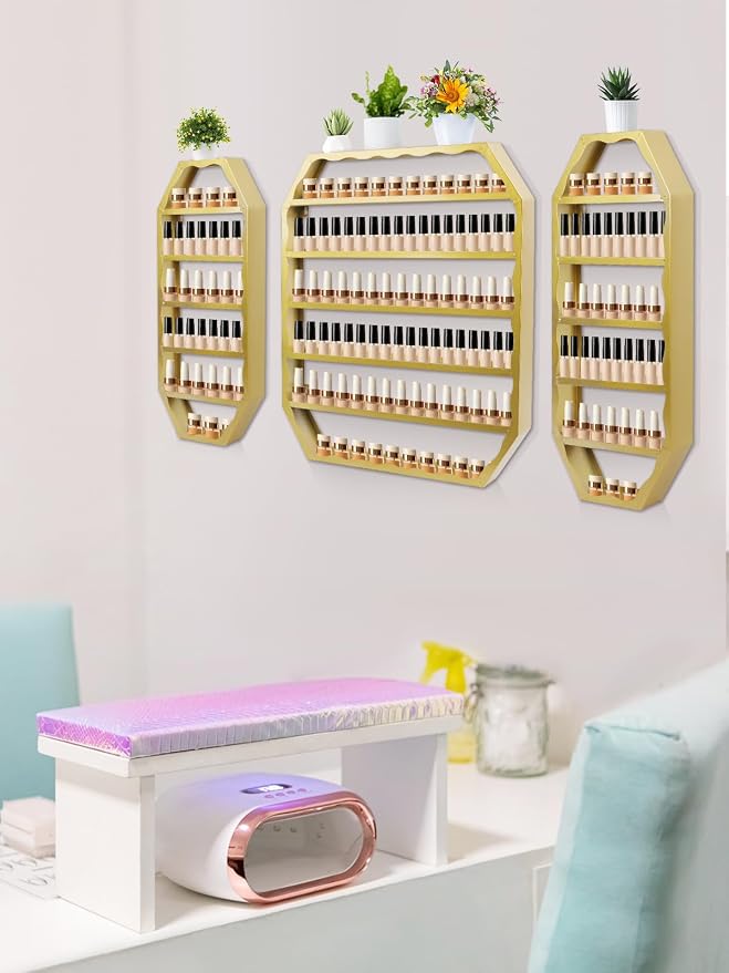 EBANKU Hexagon Nail Polish Racks Heavy Duty Nail Shelfs - Image 6