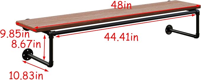 Clothes Rack 48in, Wall Mounted Garment Racks - Image 8