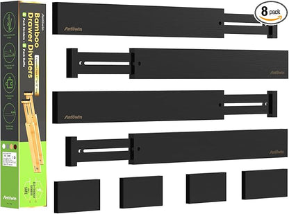 ANTOWIN Bamboo Drawer Dividers Organizers, Drawer Separators Splitter, 17-22 by ANTOWIN