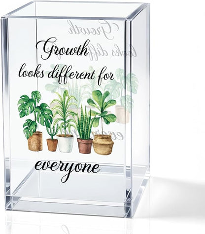 Growth Looks Different for Everyone Acrylic Cosmetic Pencil Holder Cup by QYUVK