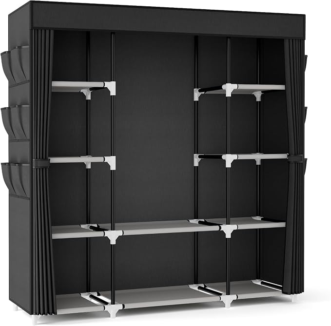 VTRIN Portable Closet Wardrobe for Hanging Clothes 57.3 Inch Large Capacity - Image 9