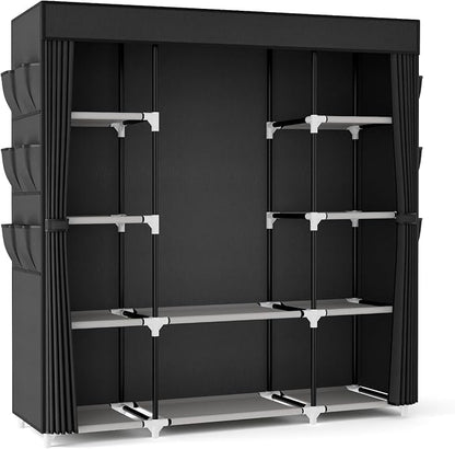 VTRIN Portable Closet Wardrobe for Hanging Clothes 57.3 Inch Large Capacity - Image 9