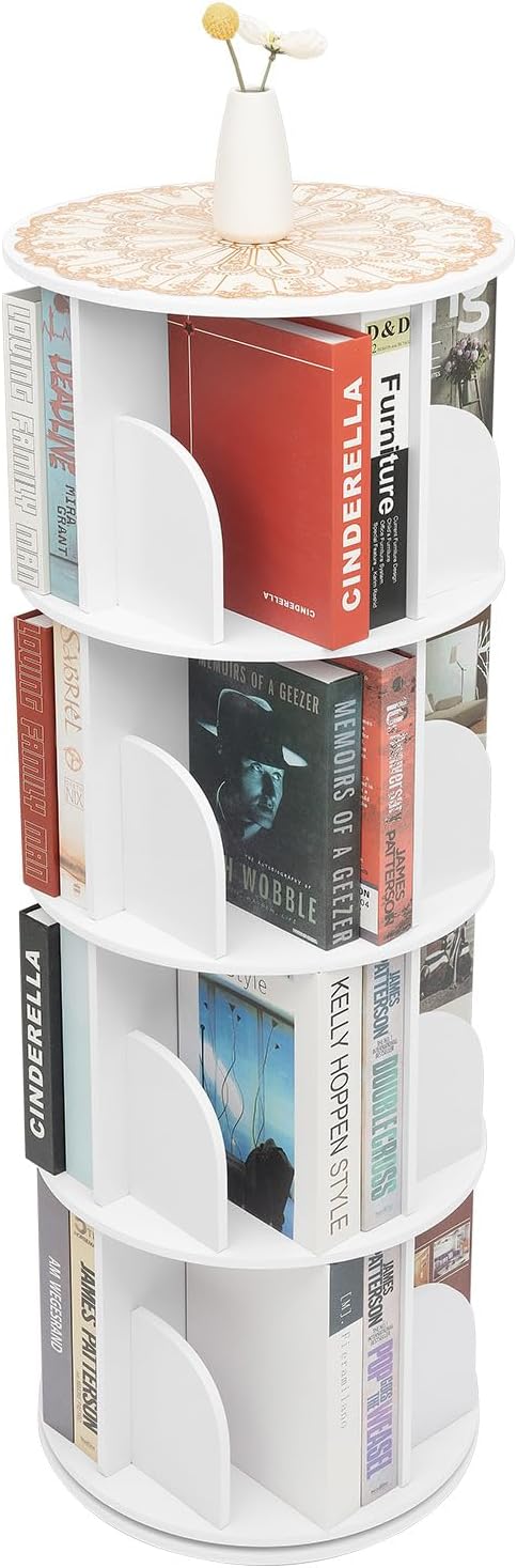 4 Tier Rotating Bookshelf Tower, Spinning Bookshelf Tower - Image 8