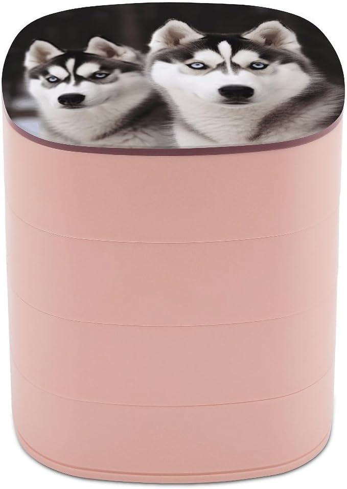 Husky Dog Rotating Jewelry Organizer Box 4-Layer 360° Rotatable ABS Jewelry by CSGJMYGS
