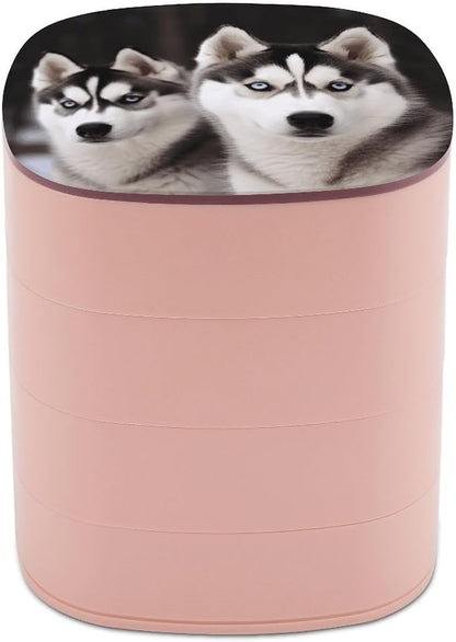 Husky Dog Rotating Jewelry Organizer Box 4-Layer 360° Rotatable ABS Jewelry by CSGJMYGS