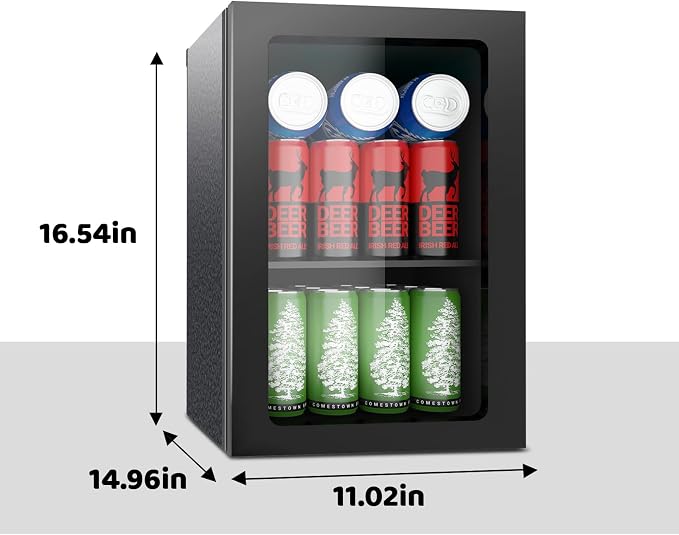 24 Can Mini Beverage Fridge, 0.9 Cu.Ft Compact Drink Refrigerator - Image 2