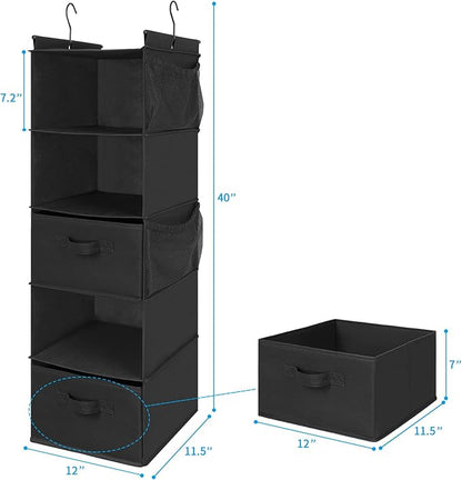 MAX Houser 5 Tier Shelf Hanging Closet Organizer, Cloth Hanging Shelf - Image 3