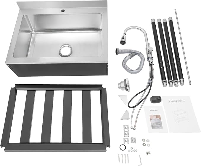 Stainless Steel Utility Sink, Free Standing Single Bowl Kitchen Sink - Image 5