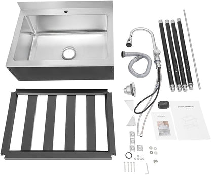 Stainless Steel Utility Sink, Free Standing Single Bowl Kitchen Sink - Image 5