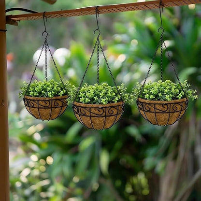 12 Inch Hanging Baskets for Plants Outdoor, 3 Pack Metal Wire Hanging Planters - Image 5