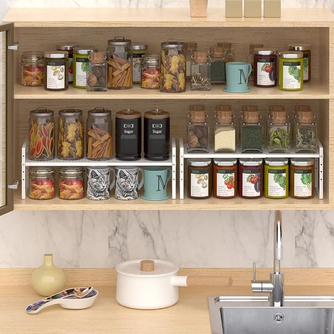 Expandable Cabinet Shelf Organizer, Stackable Pantry Cabinet Counter Under Sink - Image 5