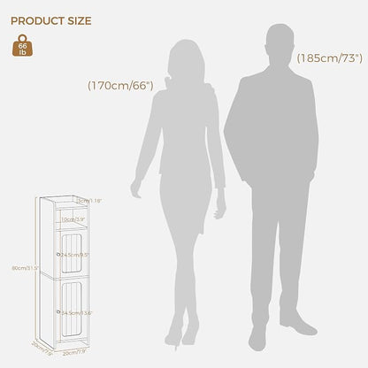 BEWISHOME Small Bathroom Storage Cabinet, 2 Doors Narrow Bathroom Cabinet | - Image 3