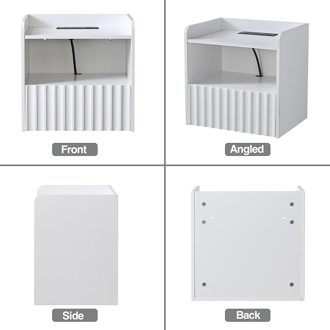 Modern Fluted Floating Nightstand Wall Mounted - Image 9