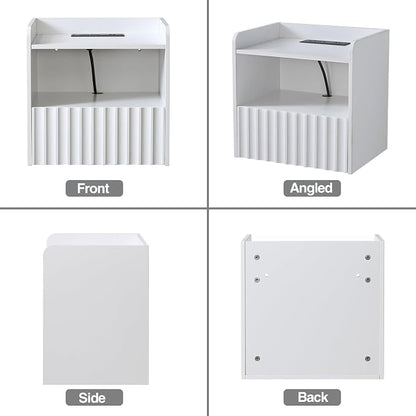 Modern Fluted Floating Nightstand Wall Mounted - Image 9