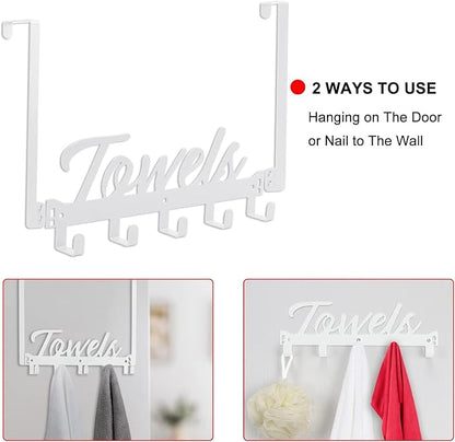 Azmoncy Over The Door Hooks, Heavy Duty Towel Rack - Image 6