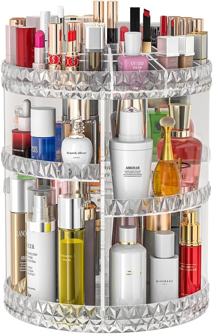 360 Rotating Makeup Organizer, DIY Adjustable Makeup Carousel Spinning Holder by Famitree
