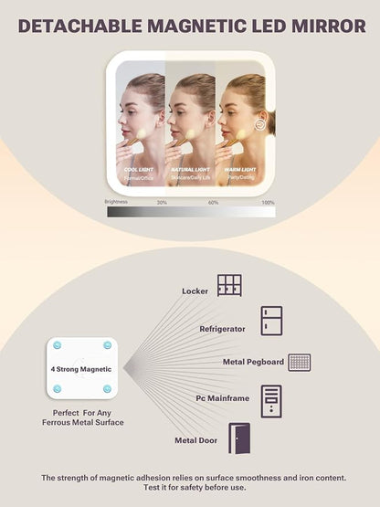 Qislee Makeup Box with Drawer and A Detachable Lighted Mirror, Waterproof - Image 2