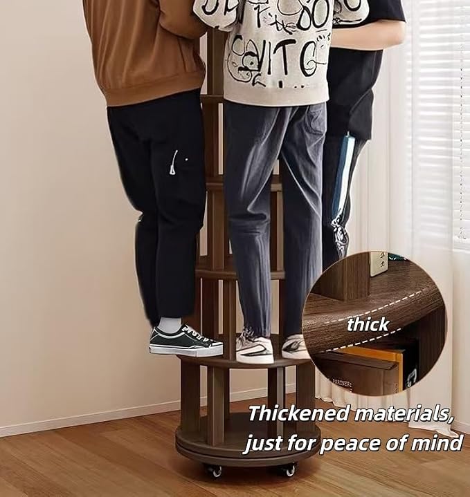 Solid Wood Rotating Round Bookshelf Towers - Image 8