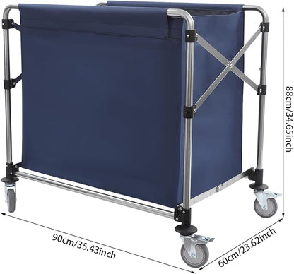 Commercial Laundry Cart with Wheels, Folding Laundry Hamper Cart, Heavy Duty - Image 2
