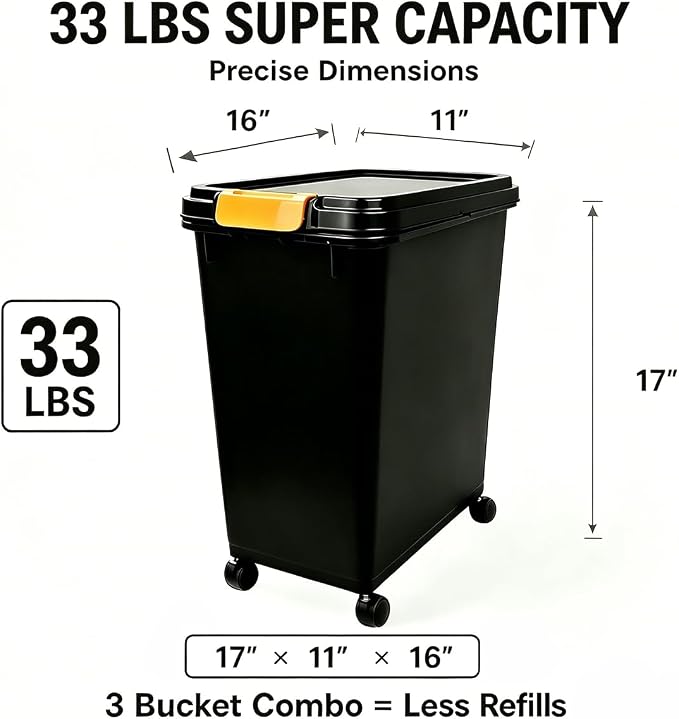 3 Sets 33lb Dog Food Storage Container - Image 2