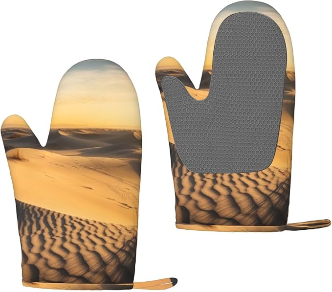 Sand Dunes Print Oven Mitts Set of 2, Heat Resistant Silicone Oven Mittens by Unknown