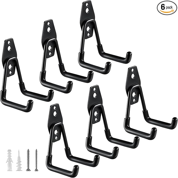 Heavy Duty Garage Hooks 6 Pack, 2.8 inch Small U Shaped Hanger, Wall Mounted by HUPBIPY