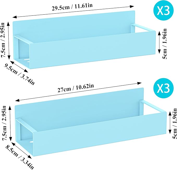 Metal Magnetic Spice Rack for Refrigerator Blue, 6 Pack | Magnetic Shelves - Image 7