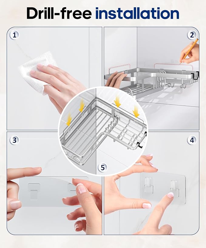 3 Pack Corner Shower Caddy Organizer, Rustproof Corner Shower Shelves, No - Image 8