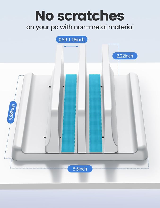 Vaydeer Vertical Laptop Stand for Desk, Dual Slots Plastic Laptop Holder - Image 4
