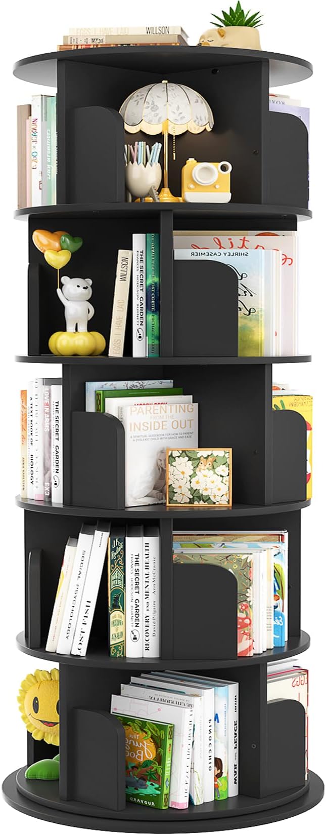 Aheaplus Rotating Bookshelf, 360 Display Wood Spinning Bookshelf Tower by Aheaplus