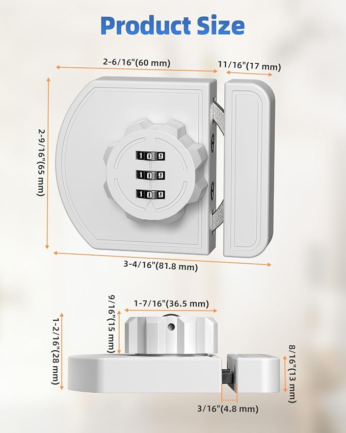 180 Degree Combination Cabinet Lock, Keyless 3 Digit Password Lock, Anti Pry - Image 2