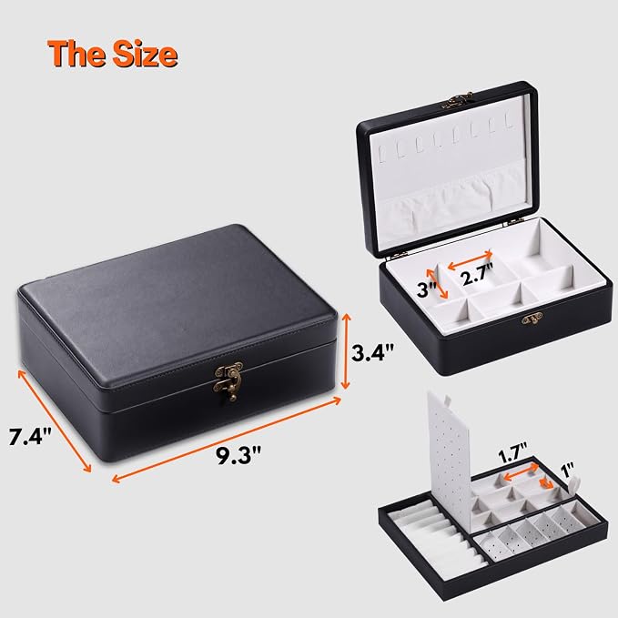 LAMOTI 2-Layer Jewelry Box for Women, Floating Effect Leather Jewelry Organizer - Image 6